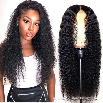 10A High Quality Virgin Cuticle Aligned Double Drawn Brazilian 100% Human Hair 5X5 Lace Closure Wig Kinky Curly For Black Women